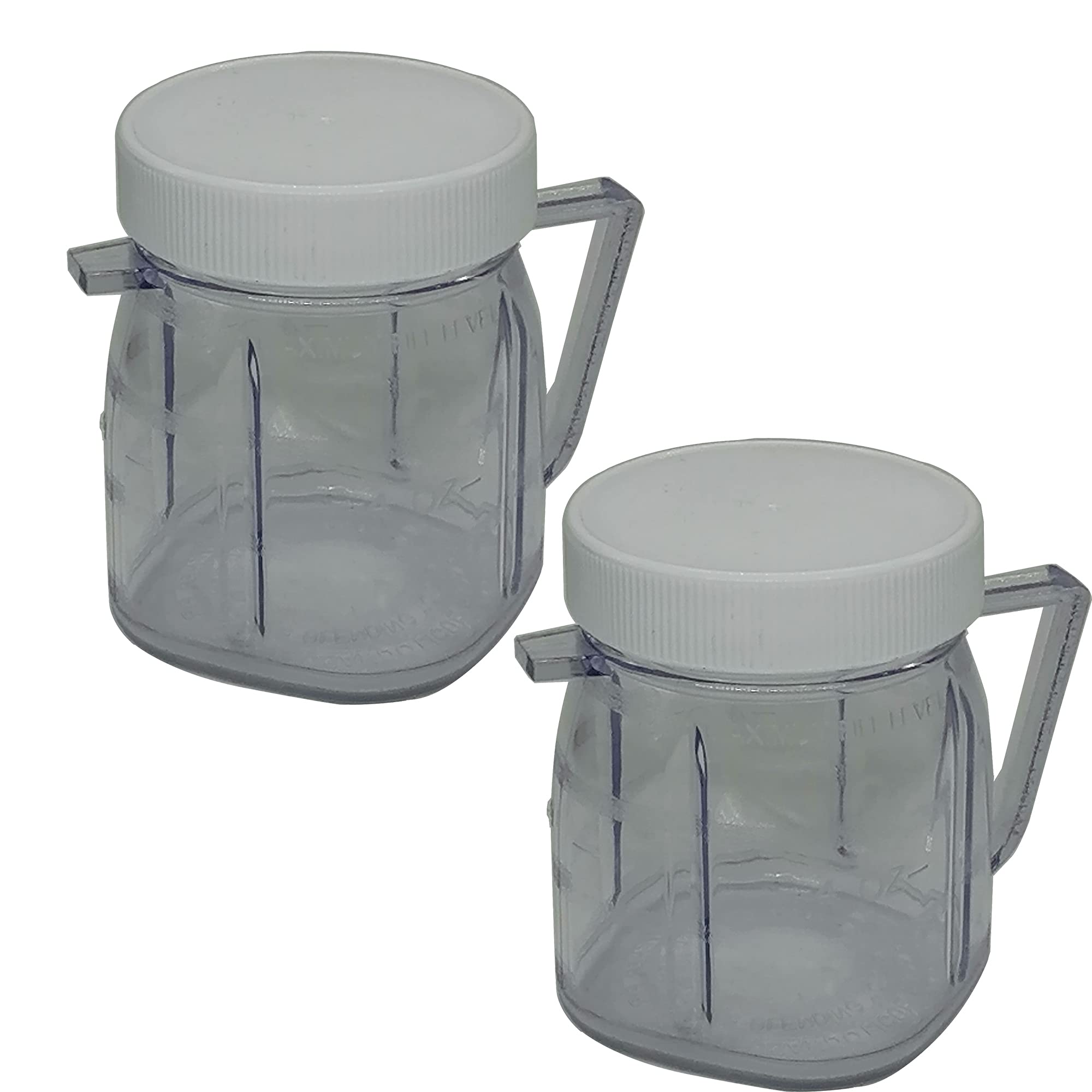 WUYAN 4937 Mini Blender Jar Accessory - Compatible with Oster Blenders - 1-Cup Mini Plastic Jars with Lids (Pack of 2) - Perfect for Smoothies, Baby Food & Meal Prep