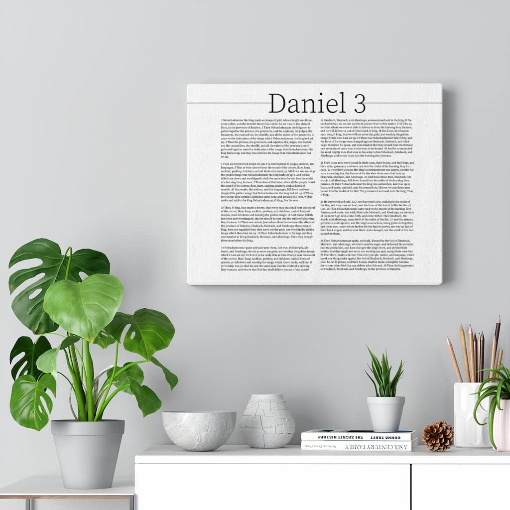 Christian Wall Art - Bible Verse Canvas Print Daniel Chapter 3, Inspirational Scripture Home Decor for Living Room, Bedroom & Church (White)
