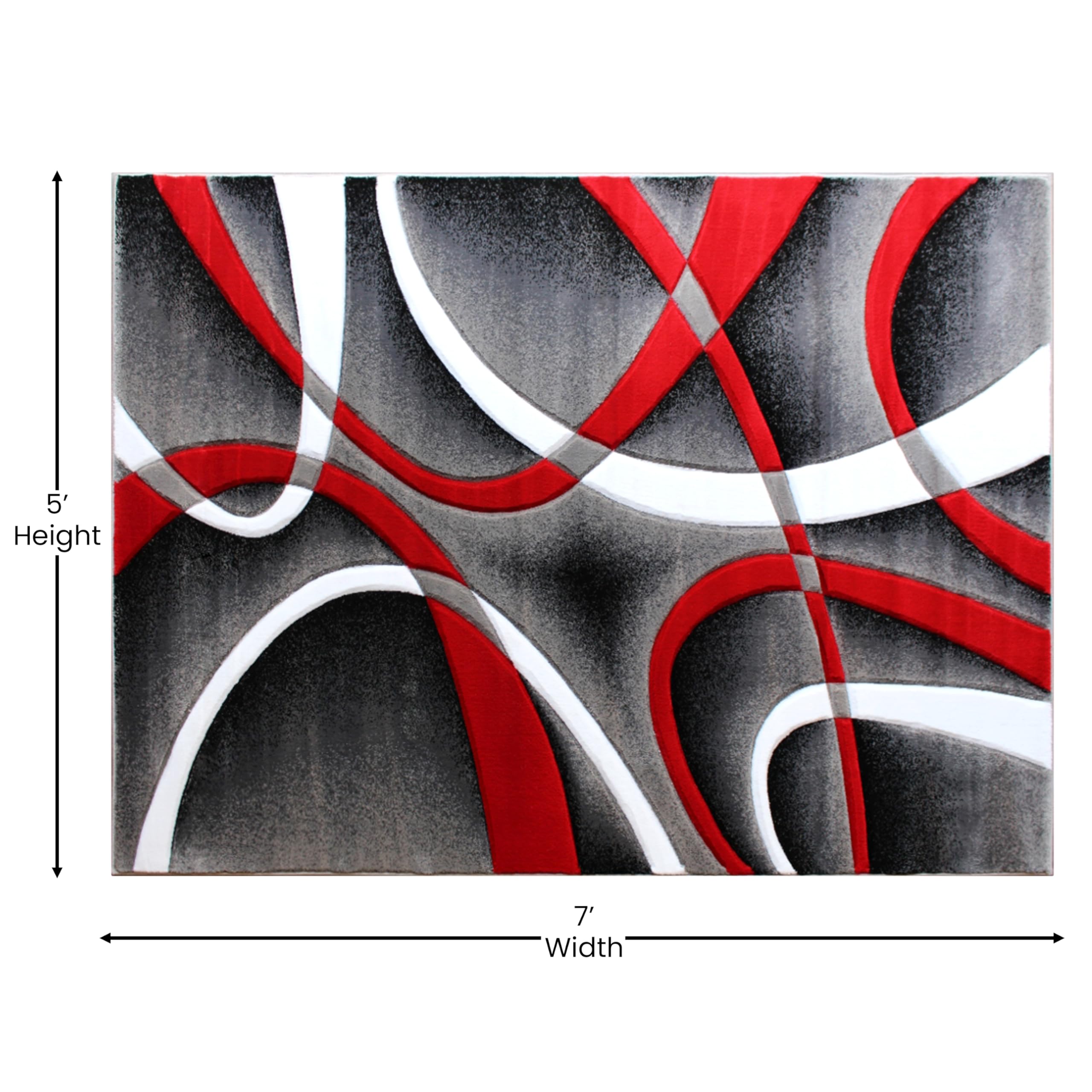 EMMA + OLIVER Cambre Olefin Accent Rug - 5'x7' Abstract Geometric Arch Design - Ultra Soft Plush with Jute Backing - Stain & Moisture Resistant - Easy Care - Perfect for Living Room, Bedroom or Office Decor