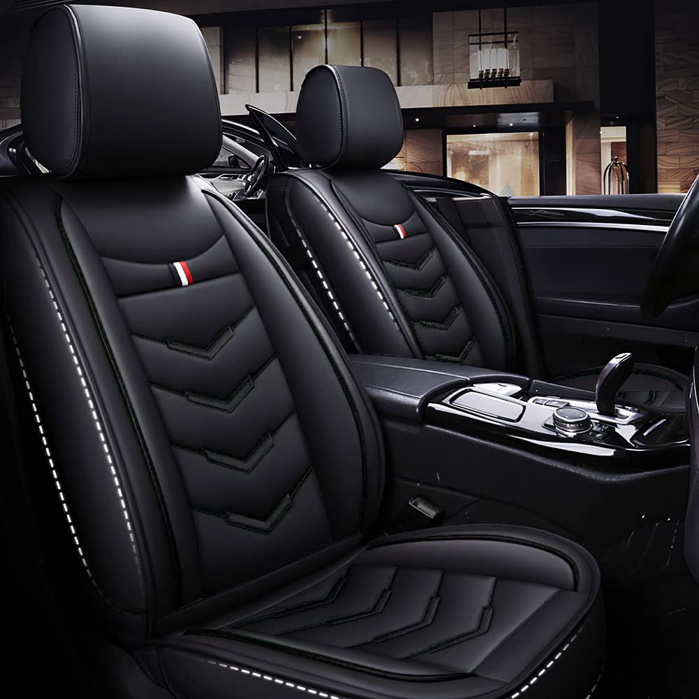 Premium Waterproof Leather Car Seat Covers for Mini Cooper Clubman 2008-2012 - Durable, Breathable, Odor-Free Sport Seat Protectors (2 Seats, Black) - Perfect for Road Trips, Daily Commutes & Car Enthusiasts