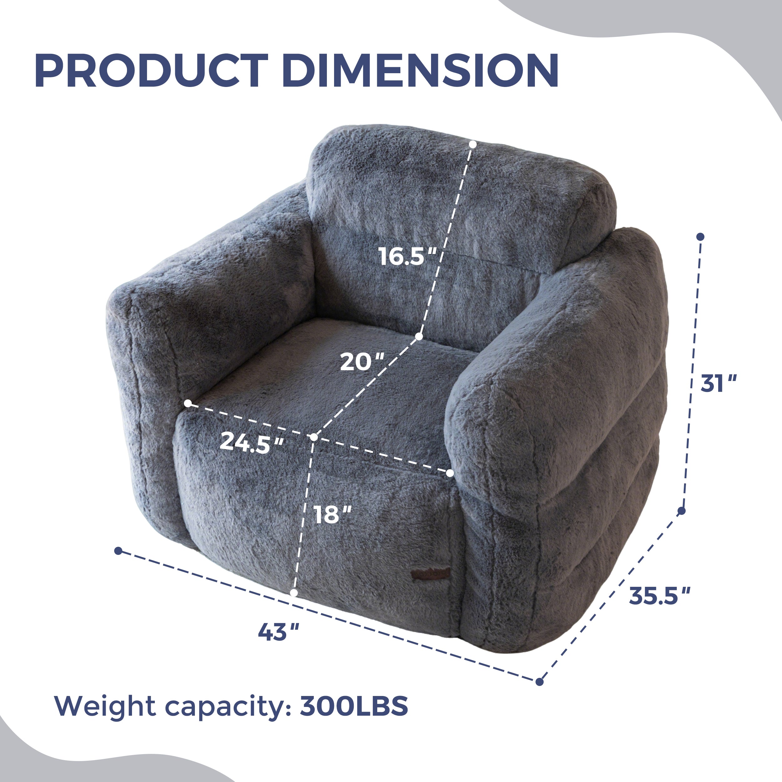 MAXYOYO Giant Bean Bag Chair for Adults - Ultra Soft Fluffy Oversized Floor Sofa | Cozy Reading Chair with Filler for Living Room & Bedroom | Dark Grey | Perfect for Lounging, Gaming & Relaxation