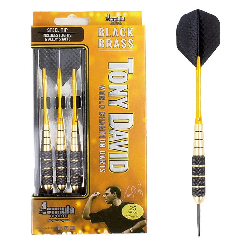 Premium Tony David Black Brass Darts Set - Professional Steel Tip Dartboard Accessories for Home, Bar & Competitive Play