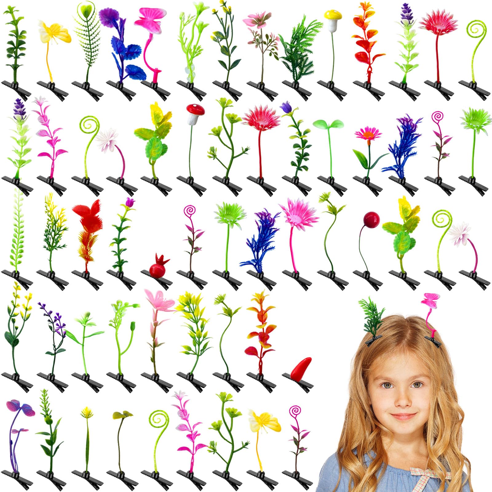 60 Pcs Mixed Style Bean Sprout Hair Clips - Floral Plant Hairpins for Women & Girls - School, Home & Party Hair Accessories - Perfect for Daily Wear, Weddings & Special Occasions