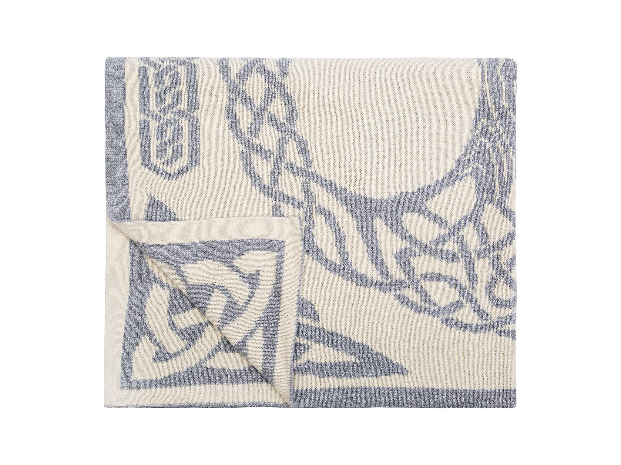 SAOL Irish Tree of Life Bed Scarf Runner - Soft Wool Blend Bedspread for King Size Beds (Grey) - Elegant Bedroom Decor for Master & Guest Rooms