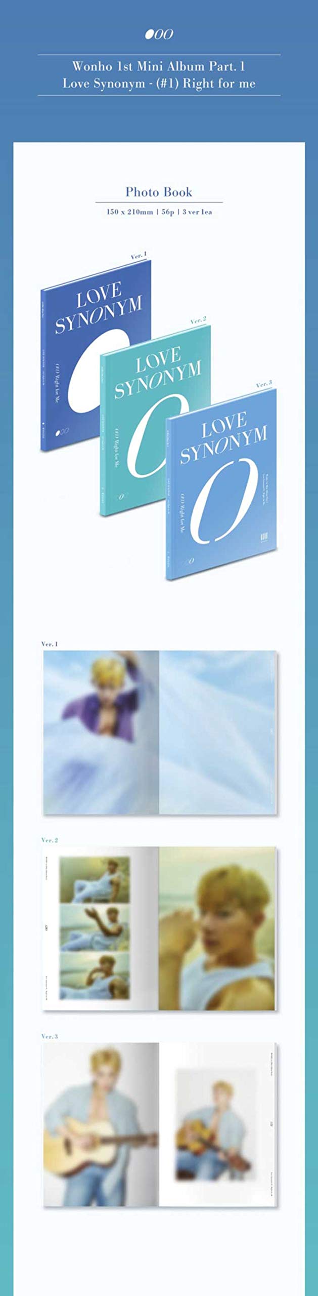 Monsta X Wonho 'Love Synonym #1. Right For Me' 1st Mini Album (56p Photo Book + 32p Lyrics Book + Sticker + Photo Card) | K-Pop Collectible for Fans, Gift Idea, Music Lovers | Perfect for Concerts, Birthday Presents, Display Collections