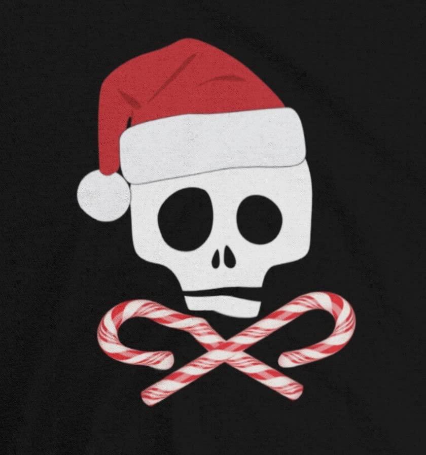 Skull and Cross Candy Canes Santa Adult T-Shirt - Gothic Christmas Novelty Tee for Men & Women | Perfect for Holiday Parties, Gift Exchanges & Festive Outfits