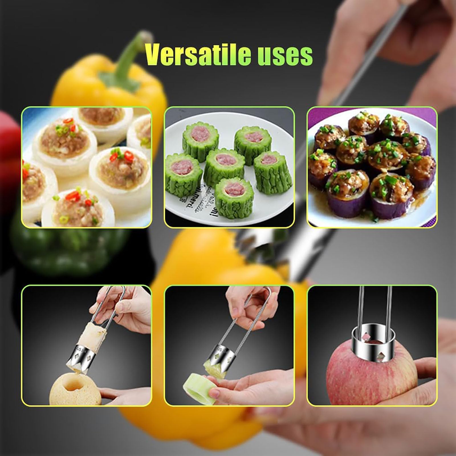 2024 Stainless Steel Red Bell Pepper Seed Corer - Apple Corer & Vegetable Remover Tool for Kitchen Gadgets (1pc) - Perfect for Meal Prep, Canning & Healthy Cooking