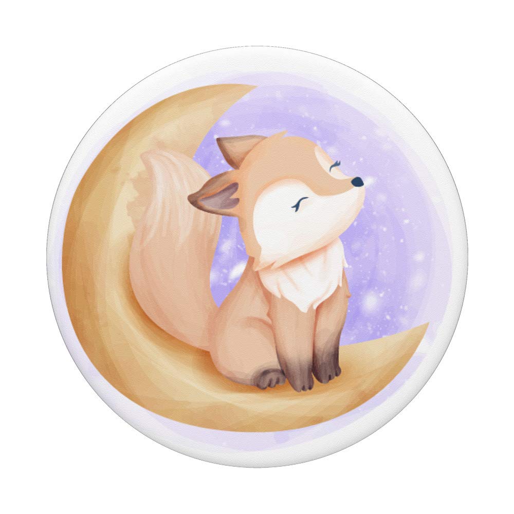 Fox on the Moon Watercolor PopSockets PopGrip - Swappable Phone & Tablet Grip with Cute Animal Design - Perfect Gift for Art Lovers & Phone Accessories