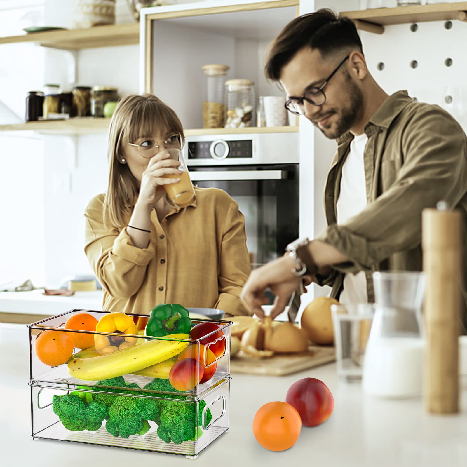 Changshengda Fridge Storage Organizers - 9 Pack (3 Sizes) for Refrigerator, Freezer, Pantry, Cabinet & Drawer | Space Saving Kitchen Organization for Food Storage & Meal Prep