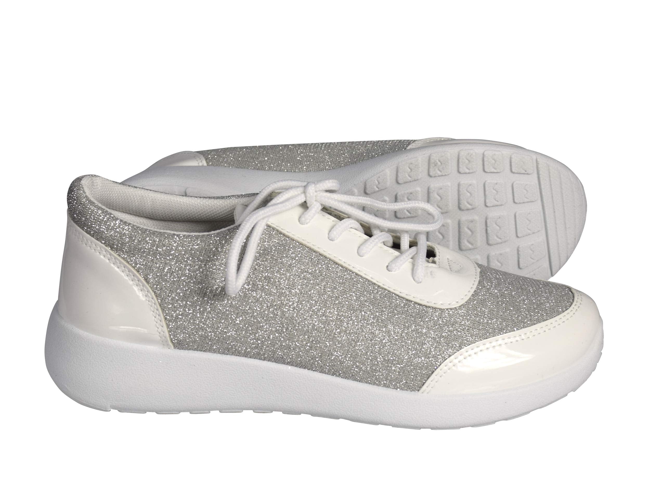 Sparkling Glitter Lace-Up Platform Sneakers for Women - Comfortable Elastic Casual Shoes for Party, Dance & Everyday Wear