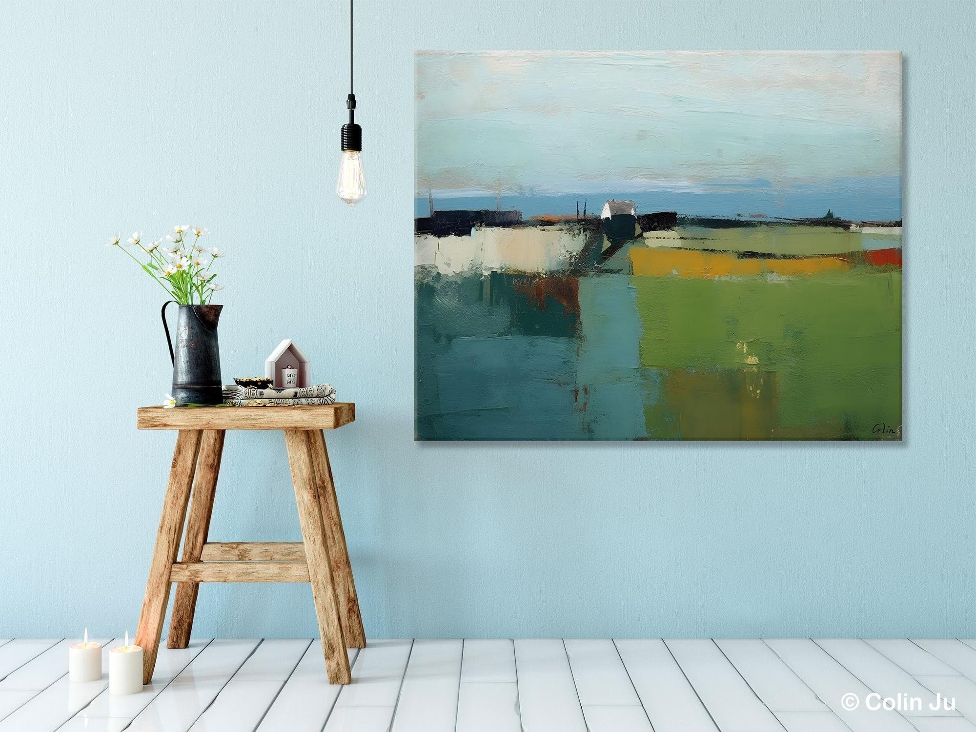 Abstract Landscape Painting for Living Room Wall Decor - Hand Painted Canvas Art with Heavy Texture - Original Acrylic Artwork - Perfect for Modern Home, Office or Gallery Display