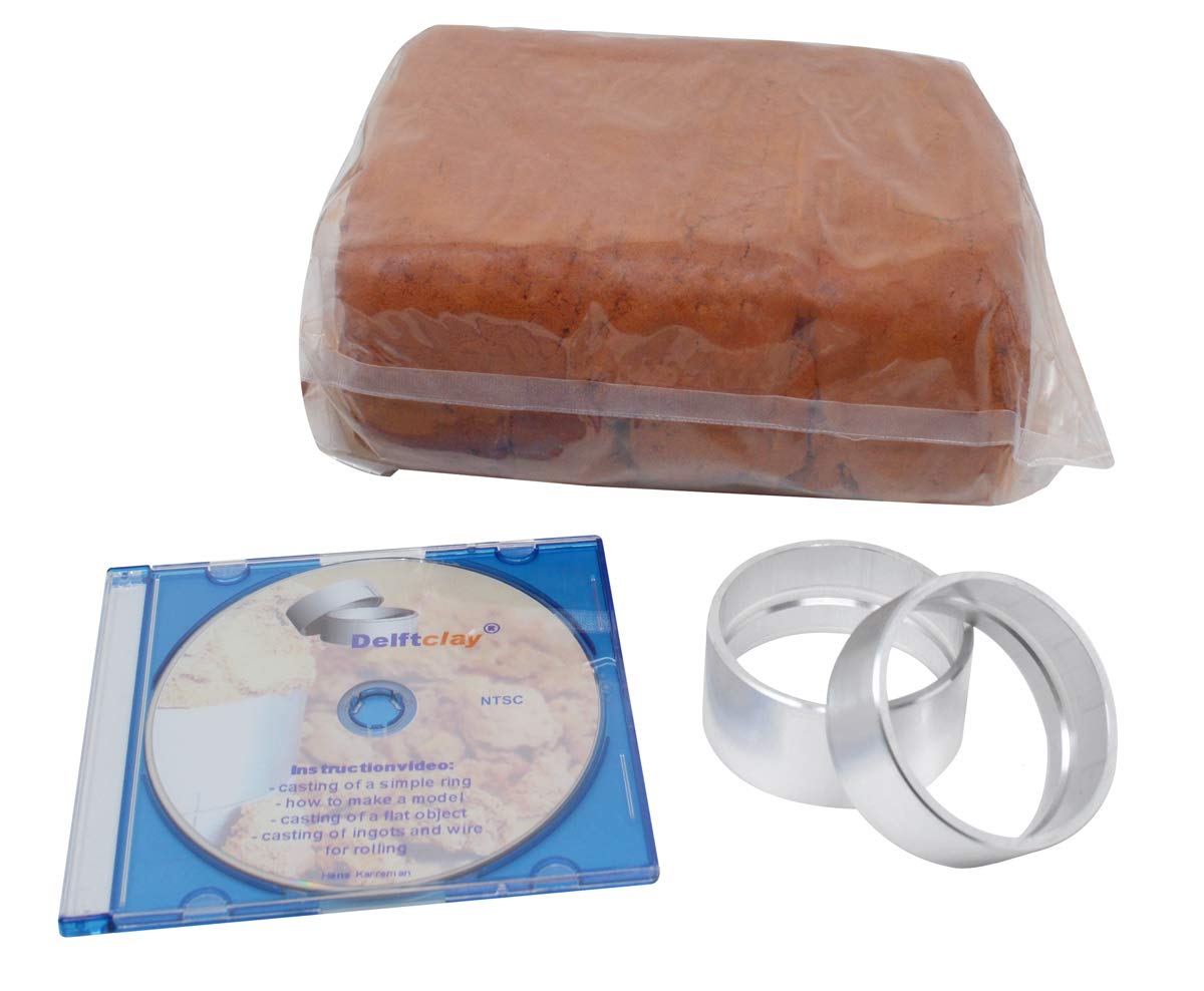 PMC Supplies LLC Delft Clay Sand Casting Kit with DVD & Aluminum Mold Frames - Jewelry Making Set for Gold, Silver, Pewter - Perfect for DIY Metal Casting, Ring Making, and Small Metal Art Projects