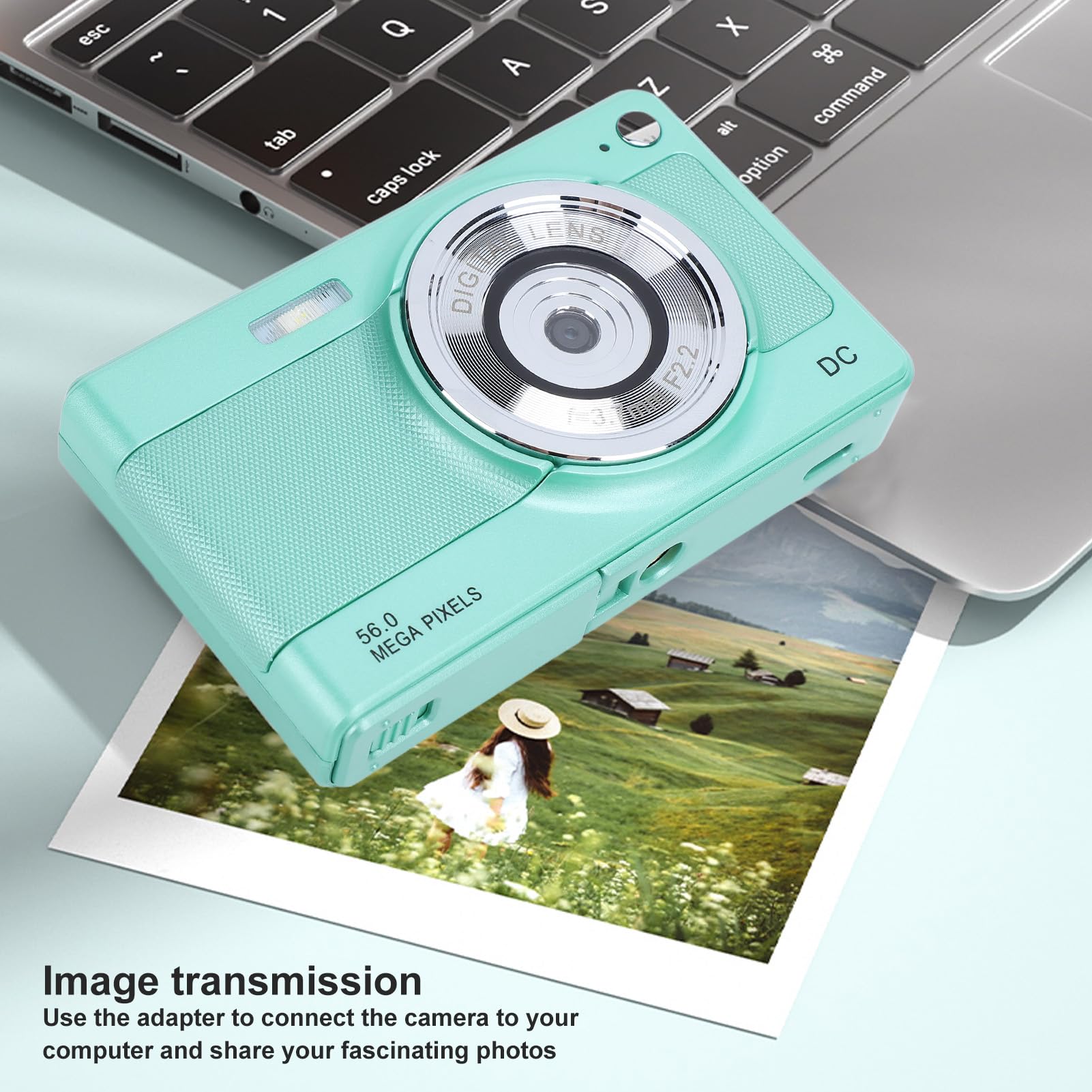 **56MP Digital Camera with 8X Zoom Autofocus - 1080P HD Point and Shoot Camera, 2.8in LCD Screen, Compact & Lightweight for Kids, Teens, Beginners - Perfect for Travel, Vlogging, Birthday Gifts (Green)**
