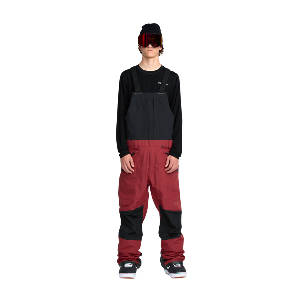 Volcom RAIN GORE-TEX Bib Overall 2026 - Waterproof Snowboard & Ski Bib Pants for Men & Women - Burnt Red - Outdoor Winter Sports & Workwear