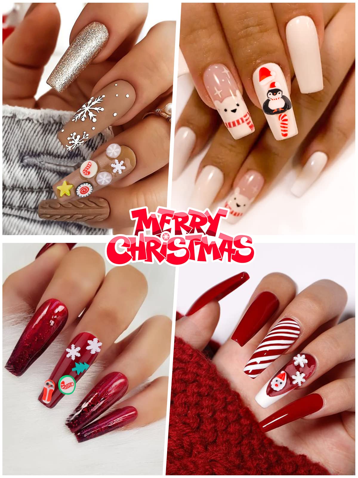Lorvain 36 Grids Christmas Nail Art Slices - 3D Nail Flake Charms with Hearts, Stars, Snowflakes & Santa Designs | DIY Nail Sequins for Women & Girls | Perfect for Holiday Nail Art, Face & Body Decoration (3-Pack Box Set)