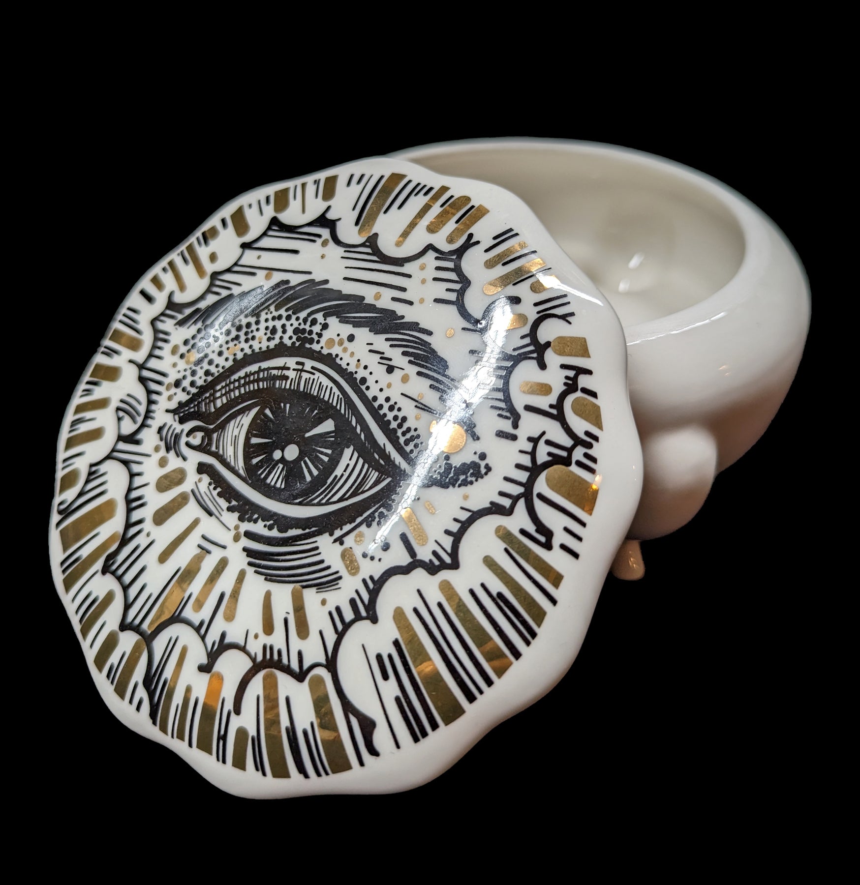 Mystic Eye Ceramic Jewelry Box - Handmade Decorative Storage for Rings, Earrings & Small Treasures - Perfect for Vanity, Dresser or Gift Giving