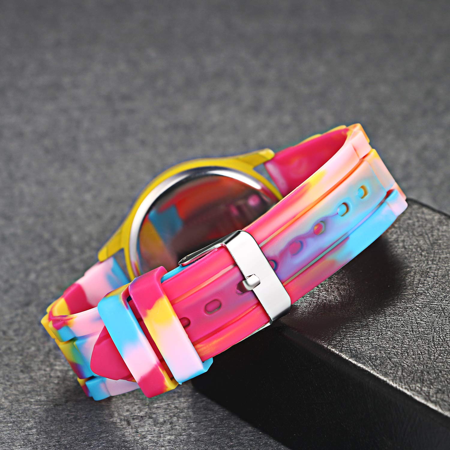 Lancardo Women's Rhinestone Rainbow Quartz Watch - Colorful Silicone Jelly Band Casual Dress Watch for Women - Perfect for Everyday Wear, Parties, and Fashion Accessories