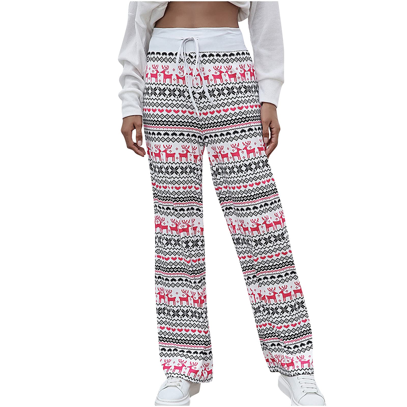 Women's Christmas Floral Lounge Pants - Comfy Wide Leg Palazzo Sweatpants for Yoga, Sleep & Casual Wear - Soft Holiday Pajama Trousers for Women - Perfect for Christmas Gifts, Cozy Nights & Relaxing at Home