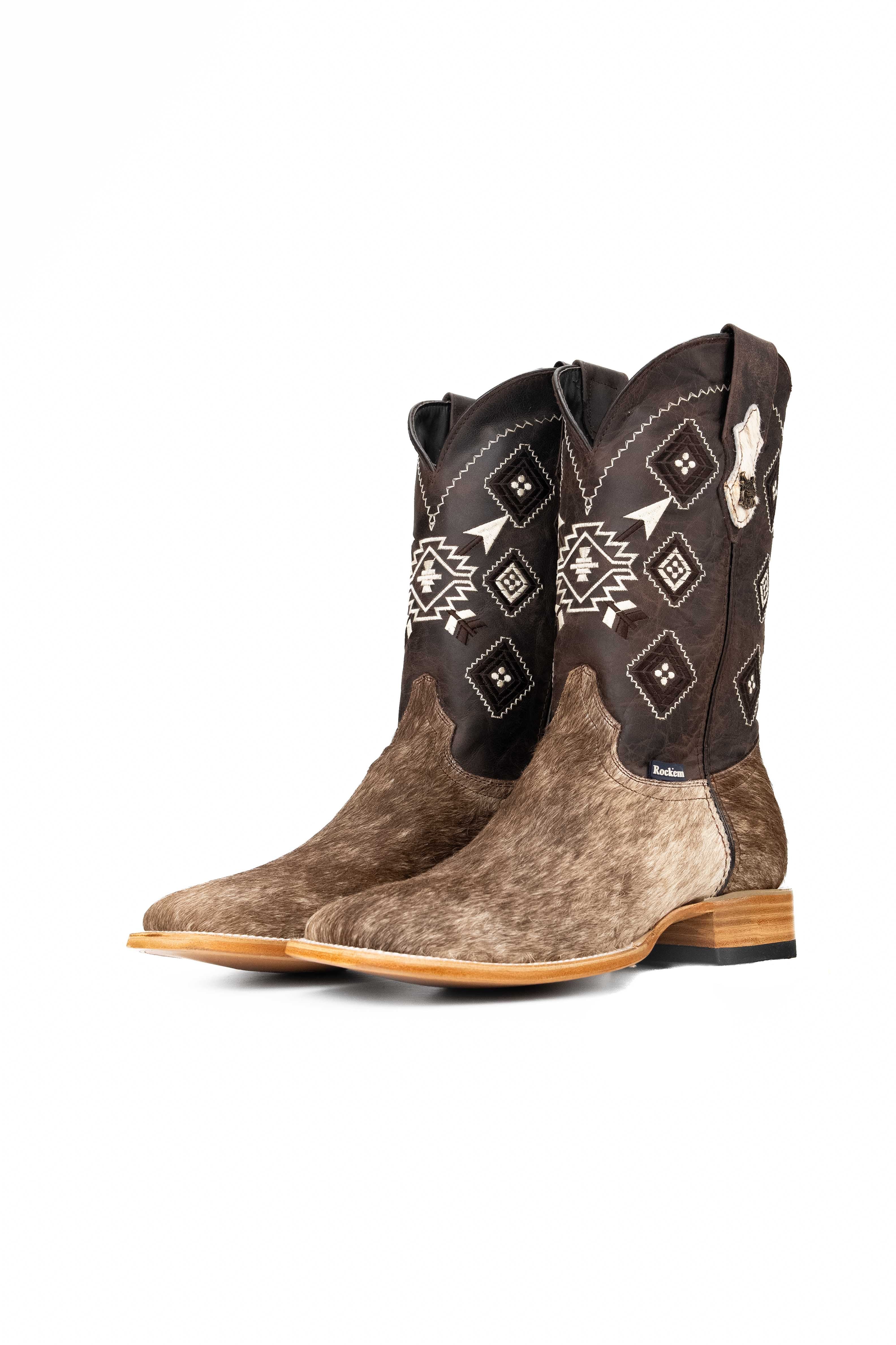Men's Genuine Cowhide Square Toe Cowboy Boots - Size 11 (US) - Western Style Riding Boots for Country Music Festivals & Rodeo Events