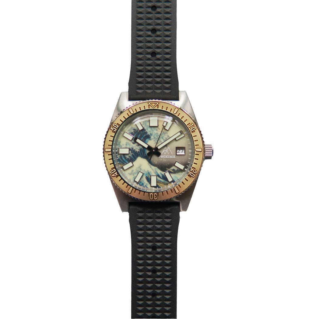 PROXIMA Men's Automatic Dive Watch - Luxury Self-Winding Mechanical Wristwatch with 200m Water Resistance, Full Luminous Dial, Sapphire Crystal & Rubber Strap - Perfect for Surfing, Diving & Everyday Wear