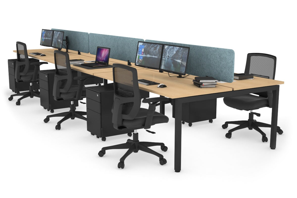 Quadro Square Legs 6-Person Office Workstation Desk [1600L x 700W] - Perfect for Team Collaboration & Open Office Spaces