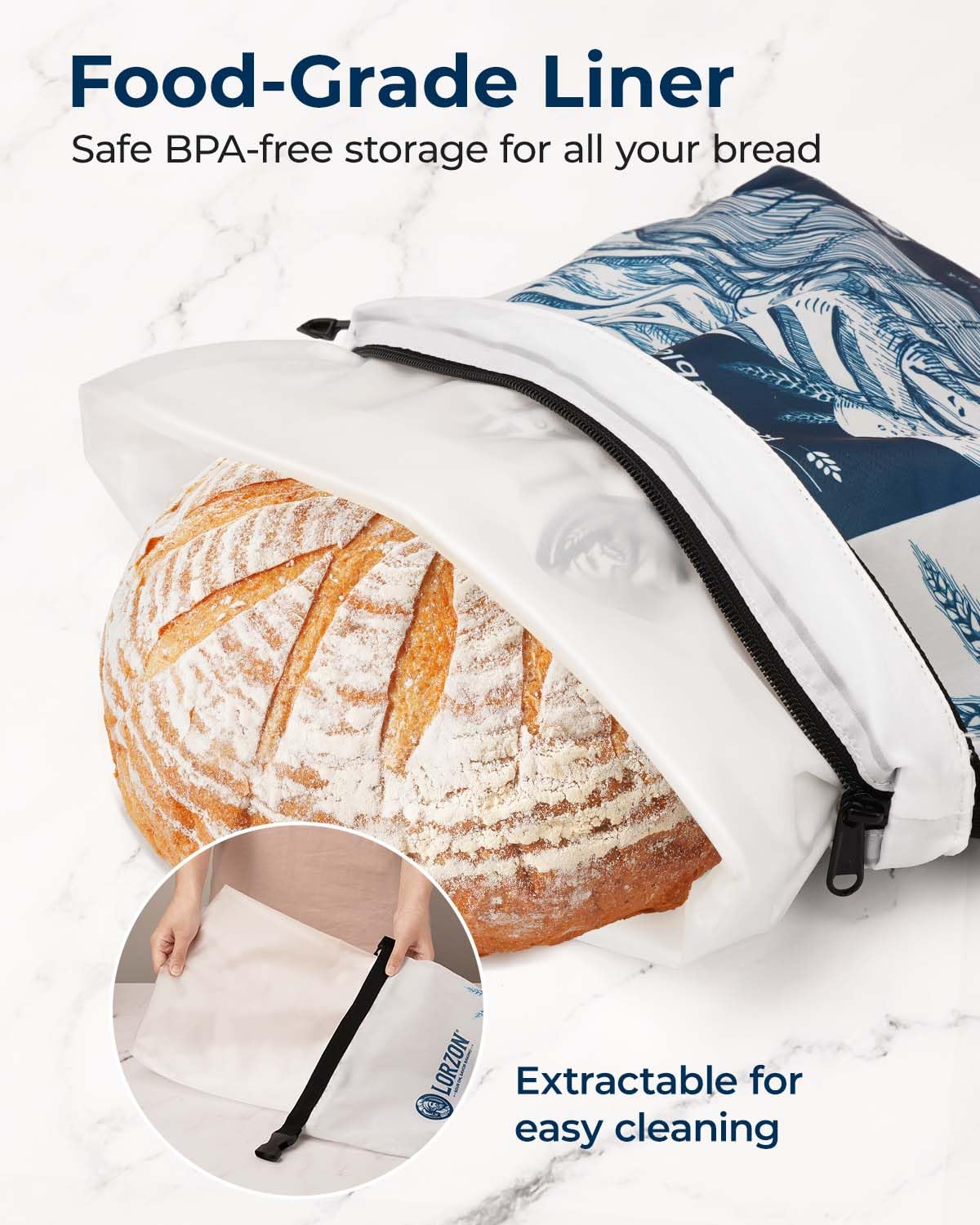 2-Pack Reusable Bread Storage Bags with Zipper - Large Loaf Freezer Bags for Homemade, Sourdough & Artisan Bread - Keep Bread Fresh Longer | Perfect for Baking, Meal Prep & Freezing