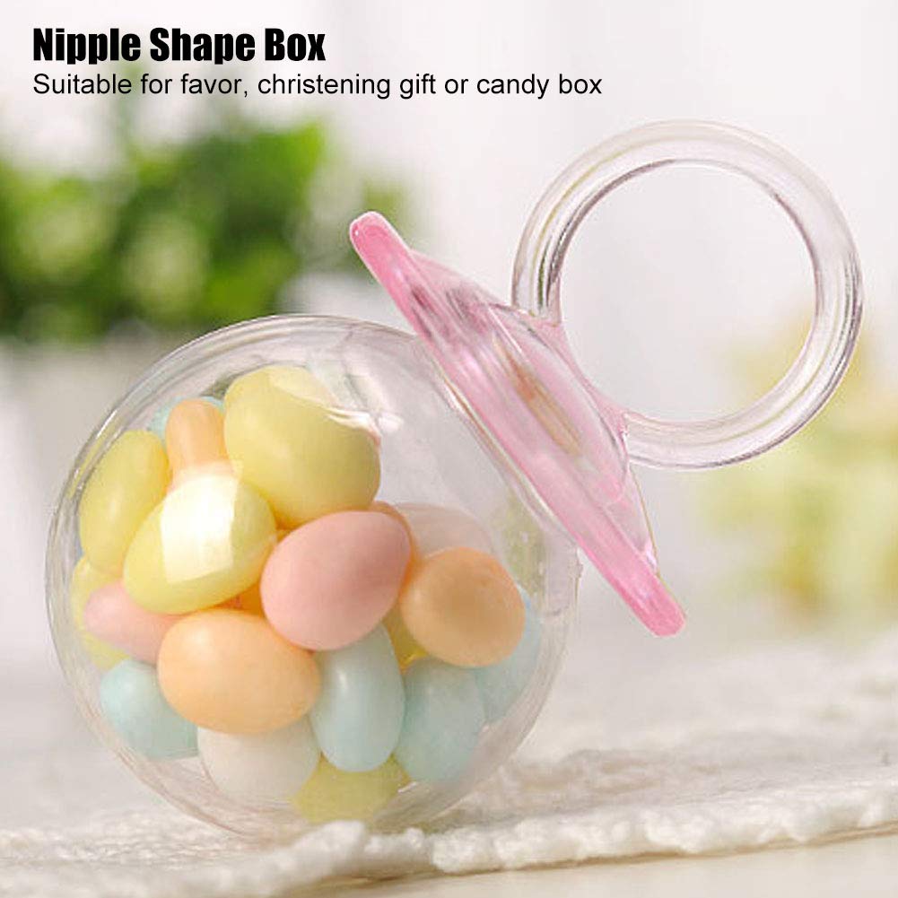 12pcs Pink Plastic Candy Bottles with Nipple Shape - Clear Candy Storage Boxes for Wedding Favors, Party Decorations & Candy Gifts - Perfect for Baby Showers, Birthday Parties & Candy Buffets