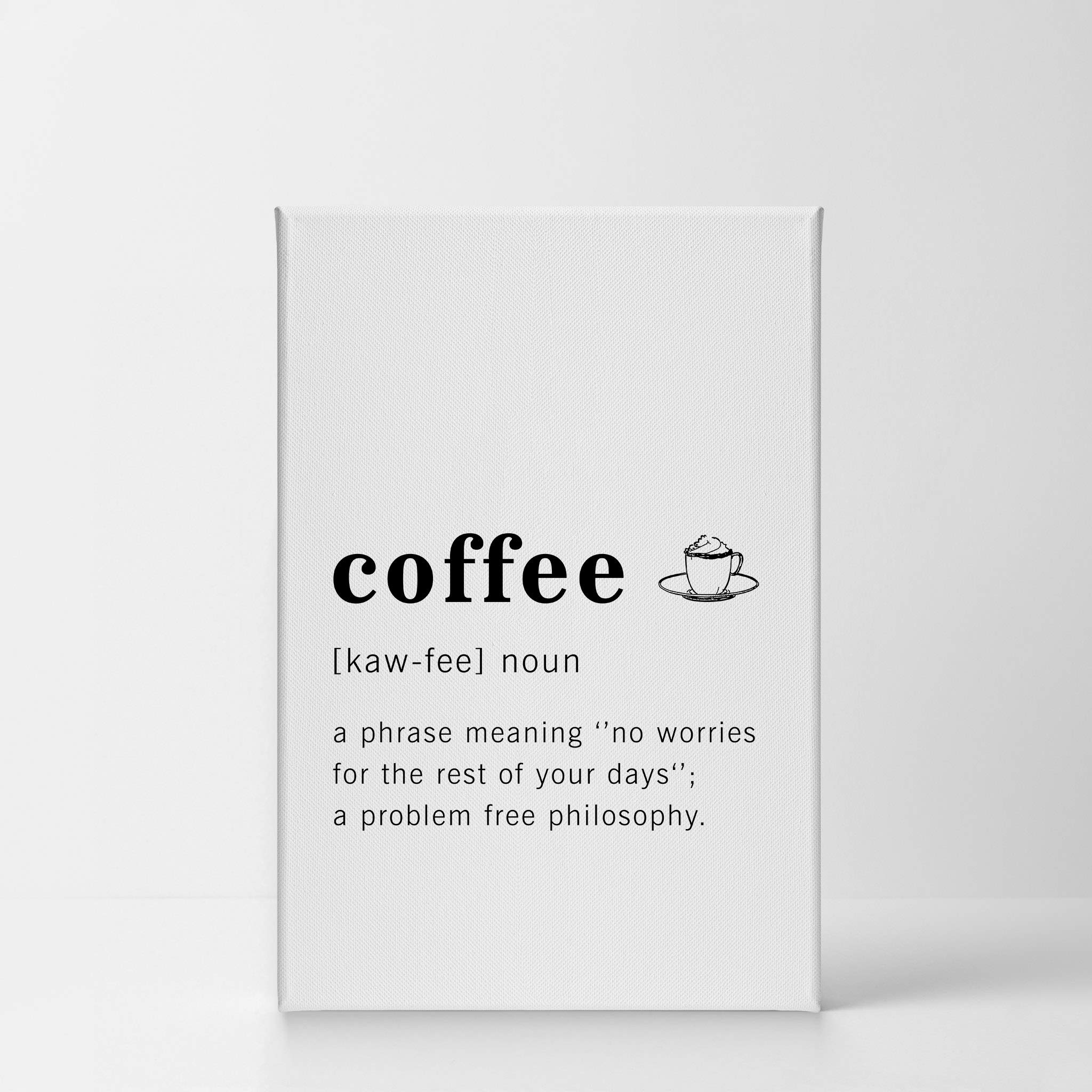Funny Coffee Definition Canvas Print - Inspirational Quote Wall Art for Office, Living Room, Bedroom & Bathroom - Ready to Hang Home Decor (40x30 inches, Made in USA) - Perfect Gift for Coffee Lovers & Home Decoration