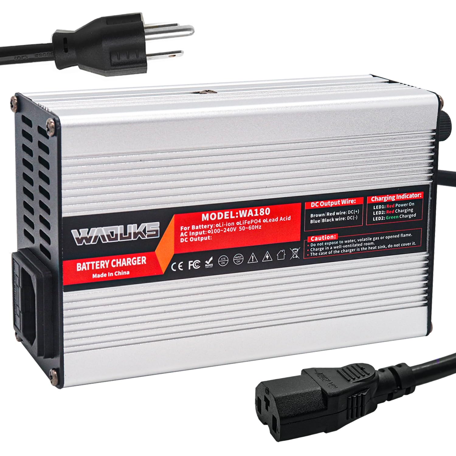 48V 2A Lead Acid Battery Charger - 55.2V Smart Charger for AGM/Gel/VRLA/OPZV Batteries - Perfect for Golf Carts, Electric Scooters, and Solar Power Systems