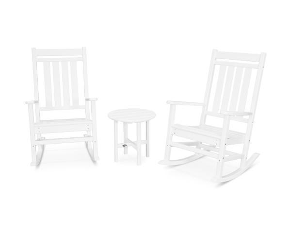Polywood Estate 3-Piece Rocking Chair Set - Durable Outdoor Patio Furniture for Garden, Porch & Backyard Relaxation
