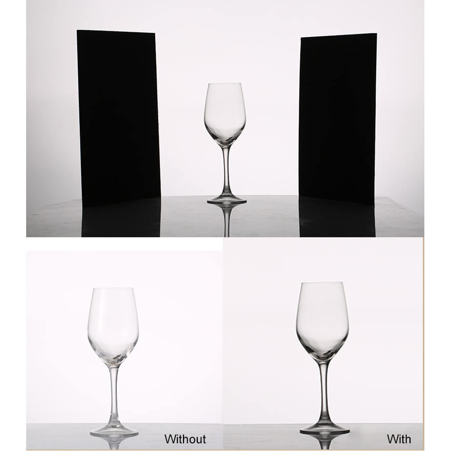 Mini Table Top V Flat Light Reflector Board - Soft Silver, Black & White - 29x42x0.5cm - Perfect for Product Photography, YouTube Videos & Portrait Lighting