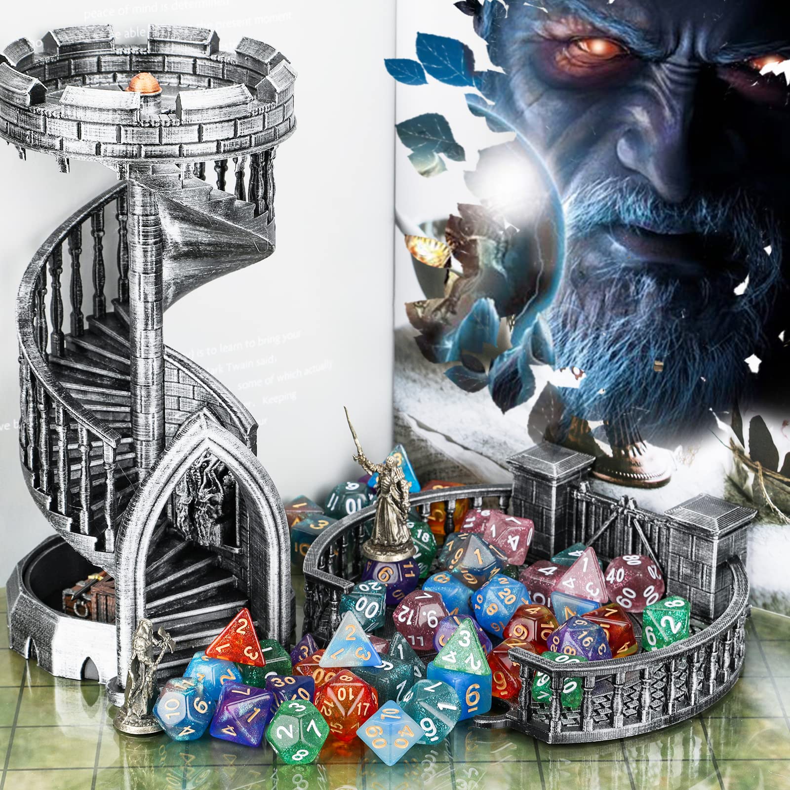 Coyeekn 7x7 Complete DND Dice Set (49 Pieces) - Polyhedral RPG Dice for Dungeons & Dragons, Pathfinder, MTG & Tabletop Games - Includes Storage Pouch - Perfect for D&D Campaigns, Game Nights & Roleplaying Adventures