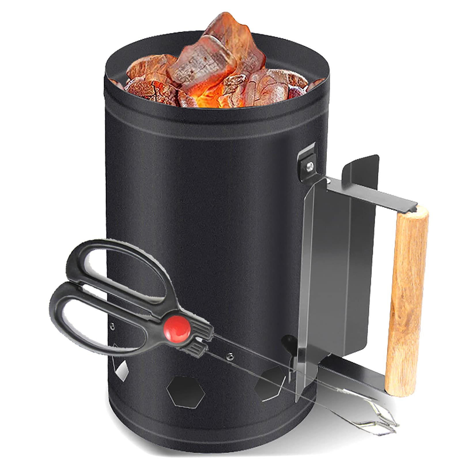 URJEKQ Charcoal Chimney Starter - Fast & Safe BBQ Grill Lighter with Heat-Resistant Handle for Charcoal Grills, Perfect for Backyard Cookouts, Camping & Tailgating Parties