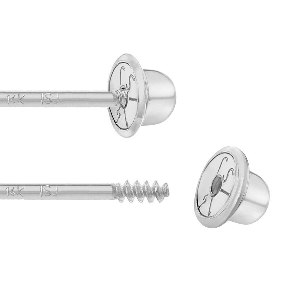 14K White Gold 5mm Open Heart Screw Back Earrings for Baby Girls & Toddlers - Small Stud Earrings Set with Safety Lock for Little Girls - Tiny Heart Earrings for Kids - Perfect for Birthdays, Baptisms & First Piercing Gifts
