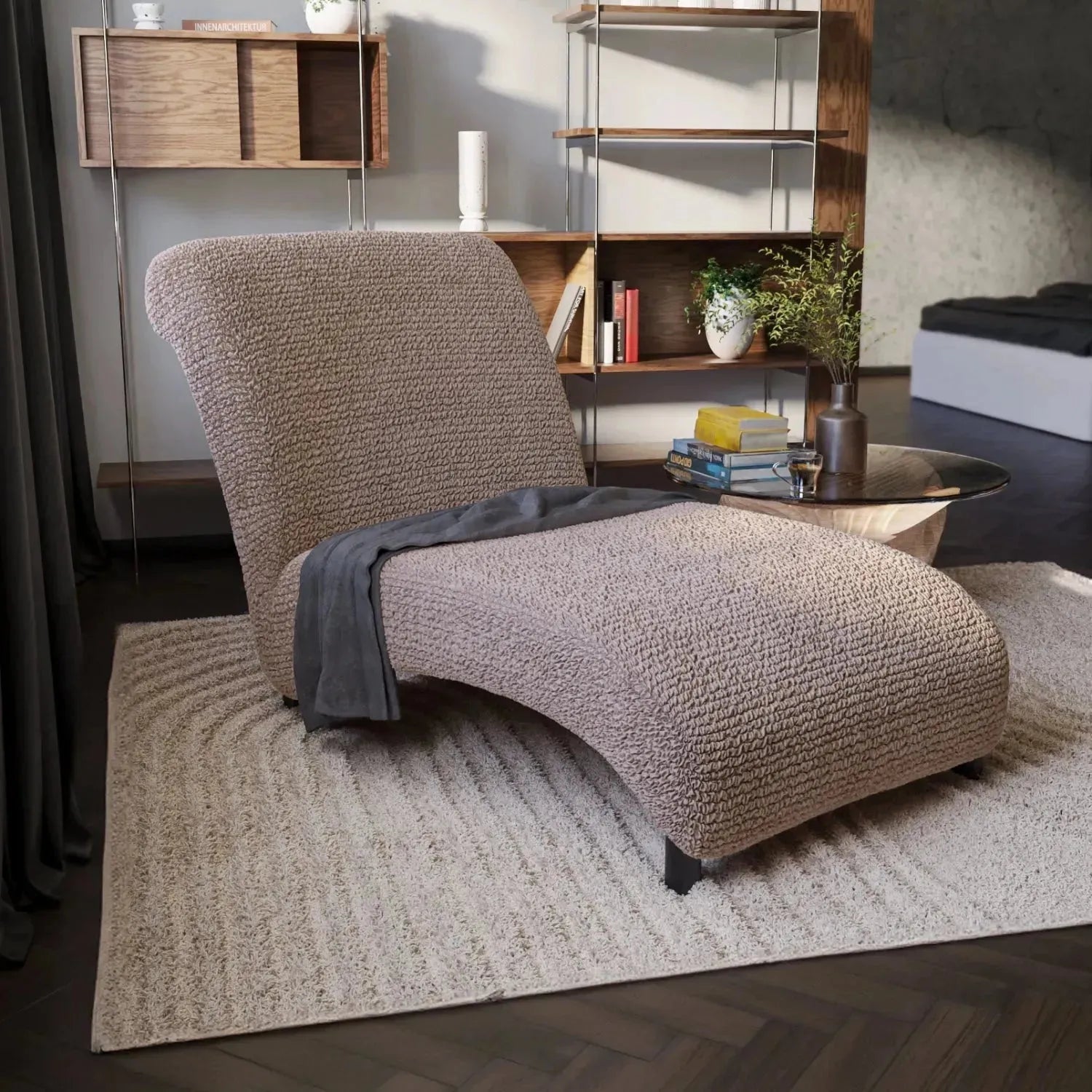 Armless Chaise Lounge Slipcover - Soft Microfiber Stretch Cover with Non-Slip Backing - Perfect for Living Room, Bedroom or Nursery Furniture Protection