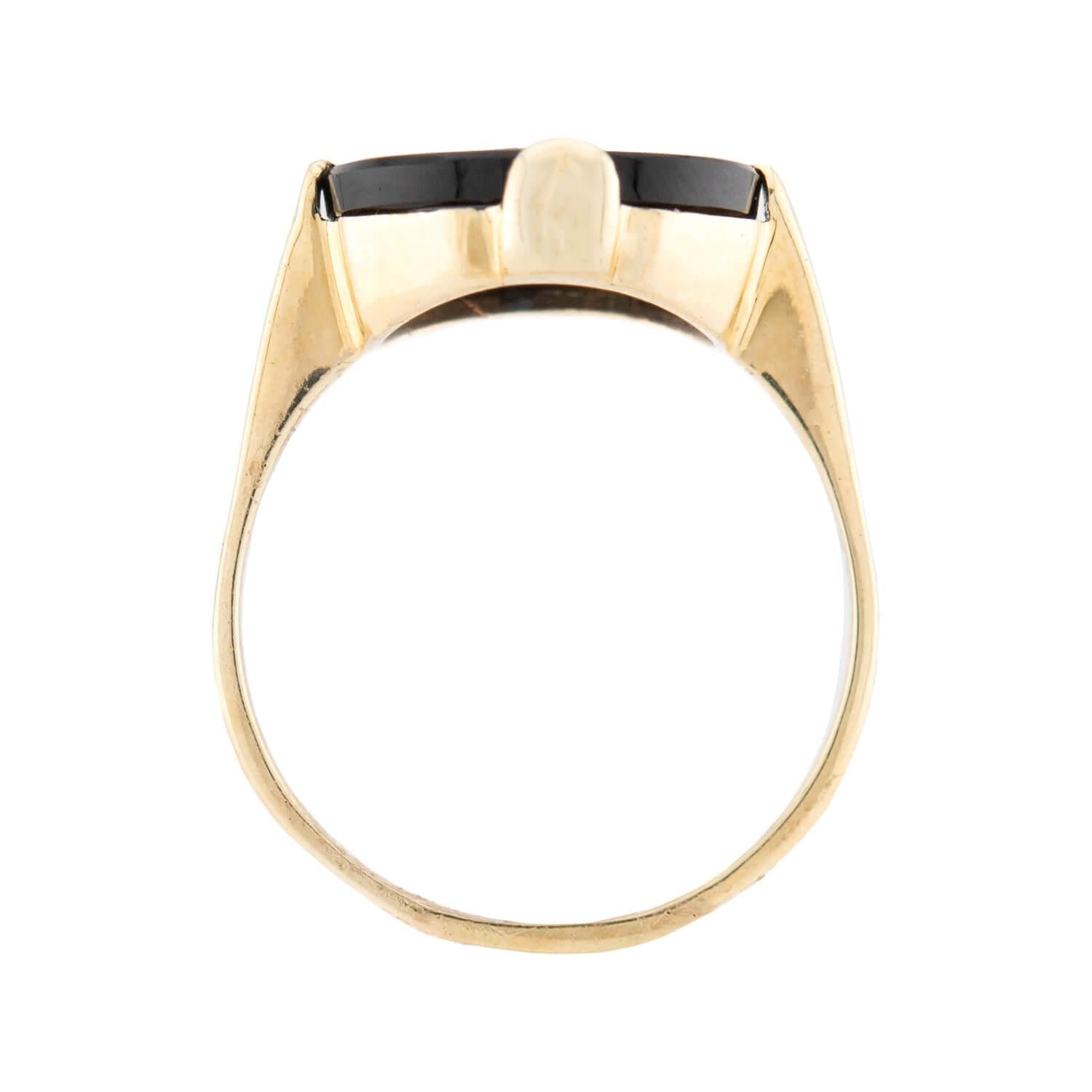 Vintage Art Deco 14K Gold Onyx & Zircon Statement Ring for Women - Elegant Cocktail Jewelry for Evening Parties, Weddings & Special Occasions