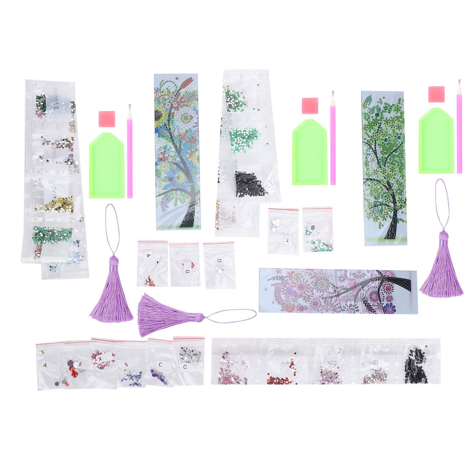 Tyenaza DIY Diamond Painting Bookmarks Kit - 3 Pack Embroidery Bookmark Set with Tassel for Adults & Kids | Perfect for Reading, Gifts, and Craft Projects