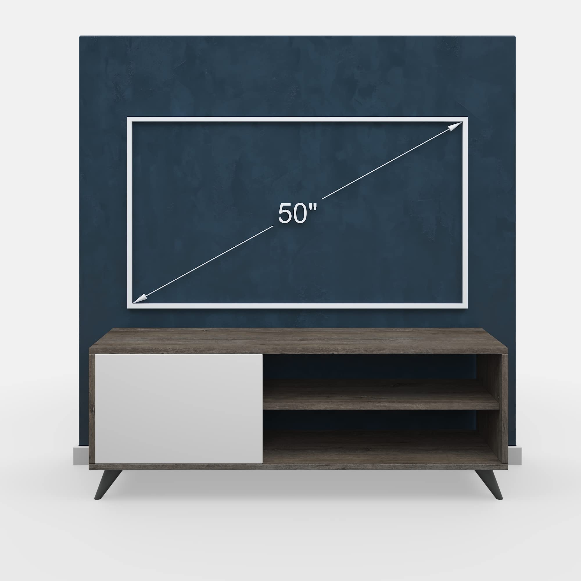 Modern Wenge & White TV Stand with Storage - 47.2