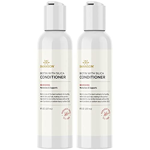 Swanson Biotin & Silica Hair Conditioner for Stronger, Healthier Hair - 8 fl oz (237 ml) Liquid, 2-Pack - Perfect for Daily Hair Care & Repair