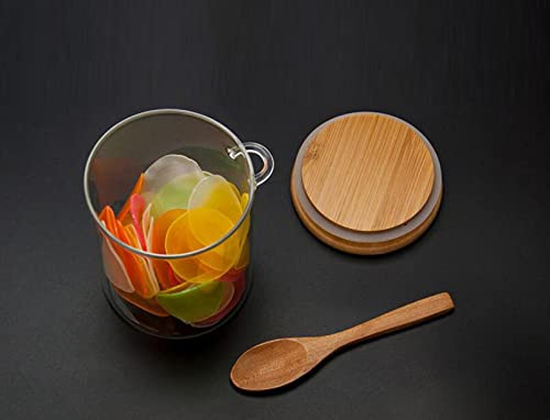 Premium Glass Sugar Bowl & Spice Jar with Wooden Lid & Spoon - Airtight Food Storage Container for Kitchen, Pantry, Coffee & Tea Station - Perfect for Sugar, Spices, Coffee, Tea & Baking Ingredients