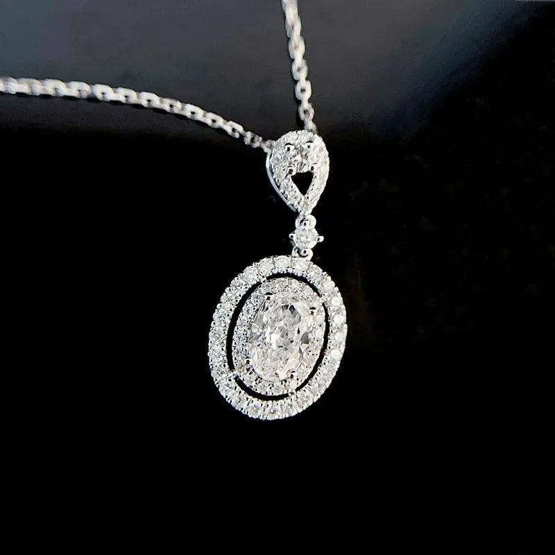 18K White Gold Diamond Pendant Necklace for Women - Luxury Geometric Engagement Jewelry with Real Diamonds - Perfect for Weddings, Anniversaries & Special Occasions