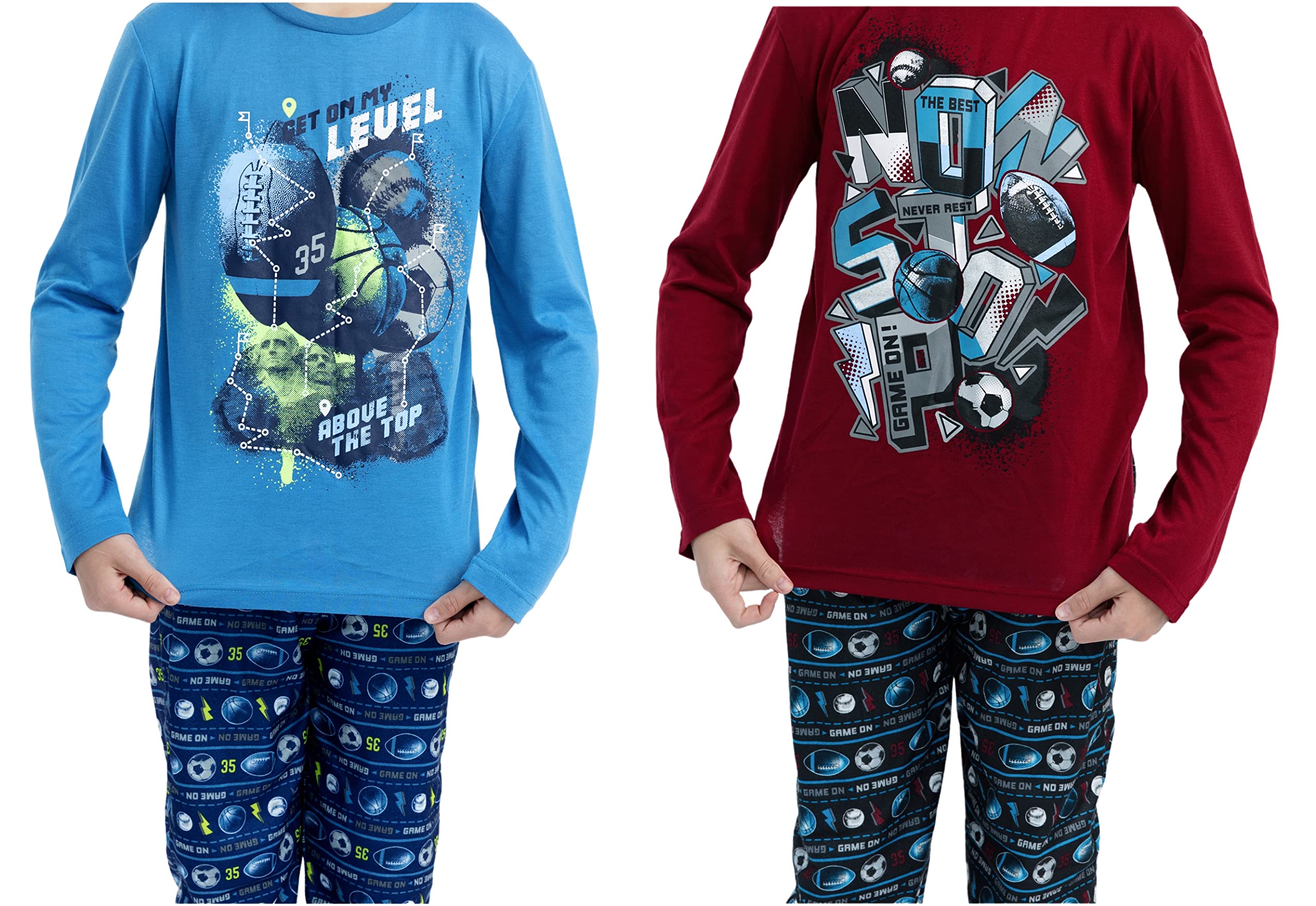 Boys' 4-Piece Pajama Set - Long Sleeve Sleep Shirts & Soft Pajama Pants | Cozy Cotton Sleepwear for Kids | Perfect for Bedtime, Lounging & Sleepovers
