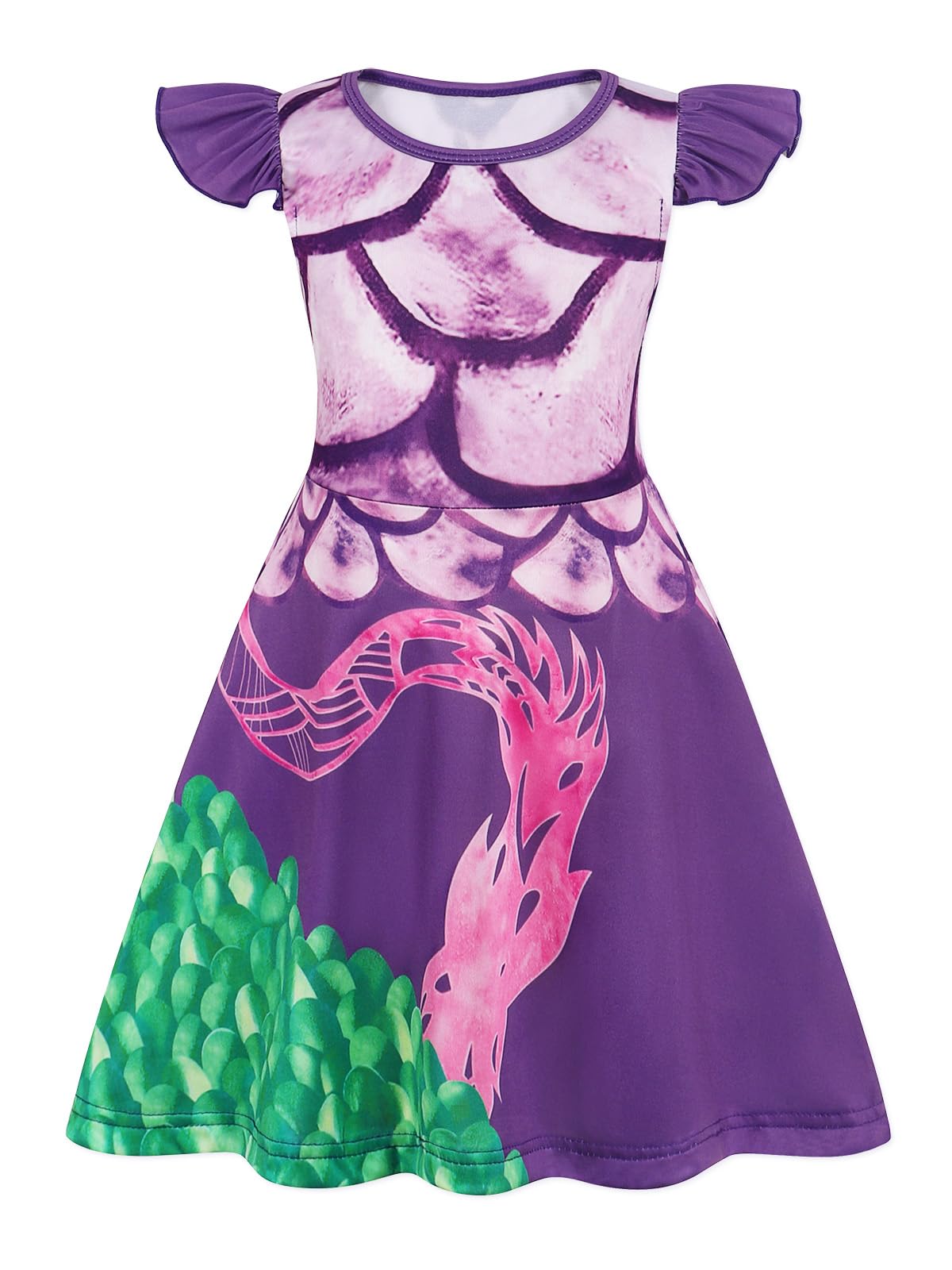 **AMZBarley Princess Nightgown - Descendants Pajamas for Girls, Toddler Kids Sleepwear with Flutter Sleeves - Soft & Comfortable Sleep Gown Dress for Bedtime & Sleepovers**    *(Perfect for Disney-themed parties, cozy bedtime routines, and fun sleepovers with friends!)*