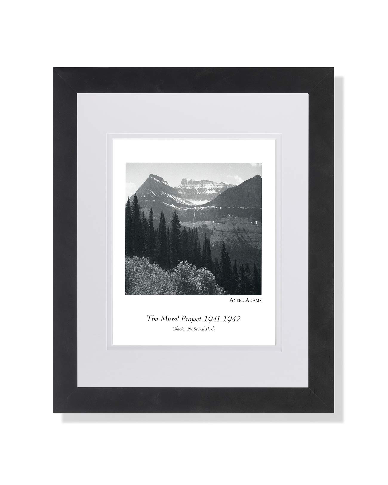 Ansel Adams Black & White Photo - Glacier National Park #1 Framed Wall Art Print with Mat | Perfect for Home, Office & Gallery Decor