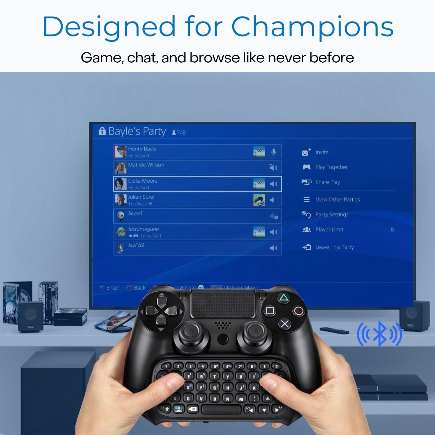 TNP PS4 Chatpad - QWERTY Keyboard Attachment for PS4 Controller, Compact Design - Compatible with PS4, PS4 Slim & PS4 Pro - Perfect for Gaming, Chatting & Streaming on Playstation 4