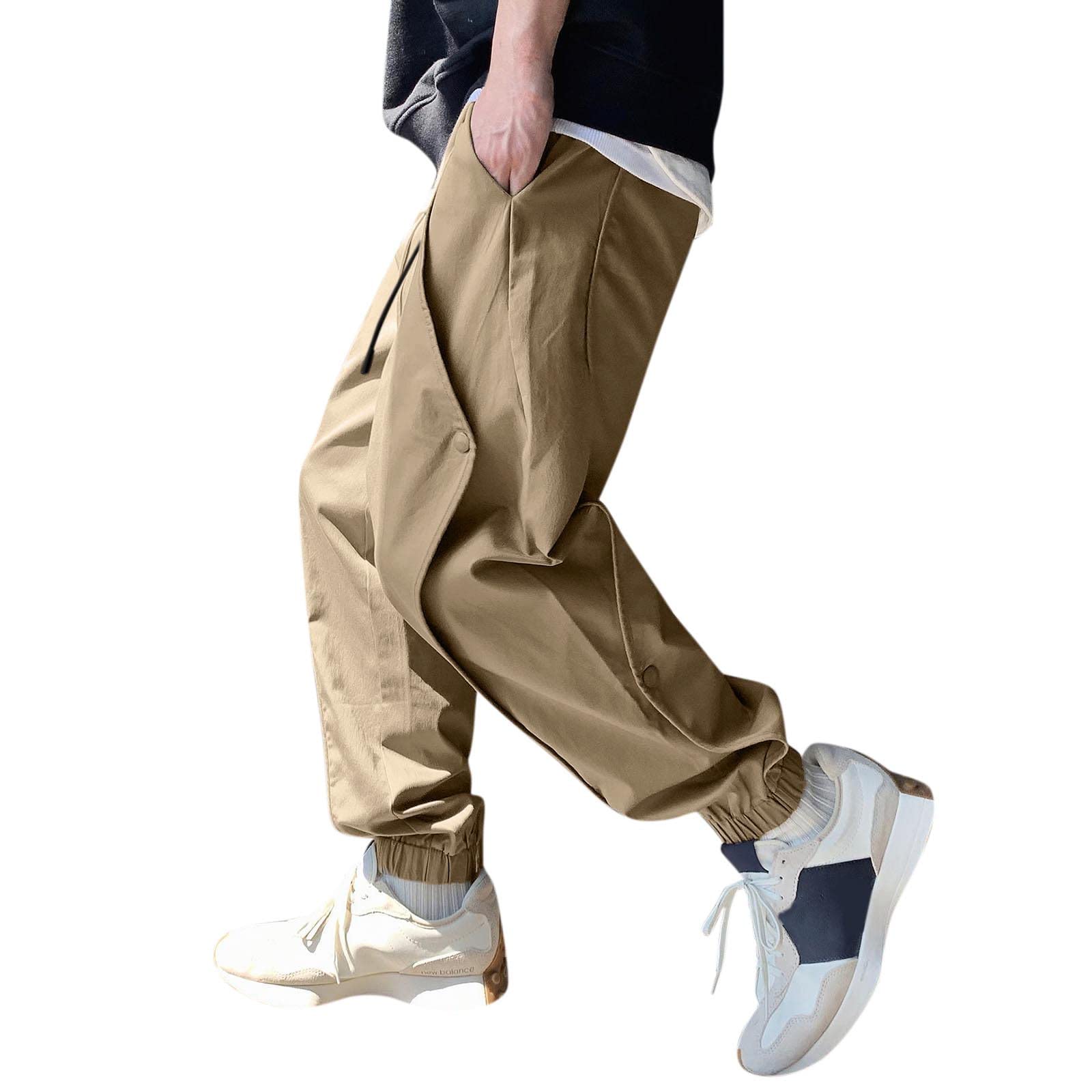 Men's Stretch Pants - Elastic Waist Straight Leg Casual & Sports Tapered Loose Fit Trousers | Perfect for Gym, Workout, Running, Travel & Everyday Wear