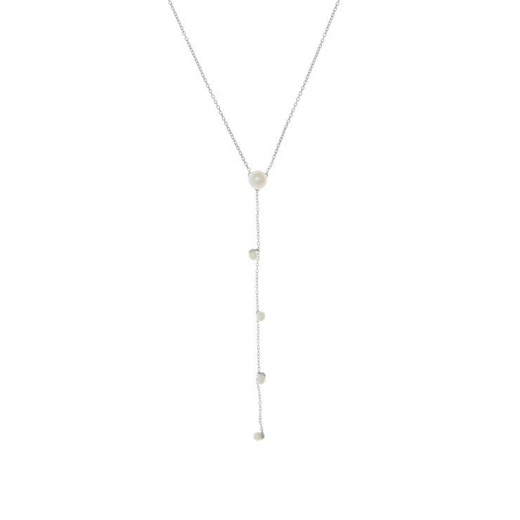 Before The Sunset Pearl Drop Necklace - Sterling Silver Elegant Jewelry for Women, Perfect for Weddings, Parties & Special Occasions