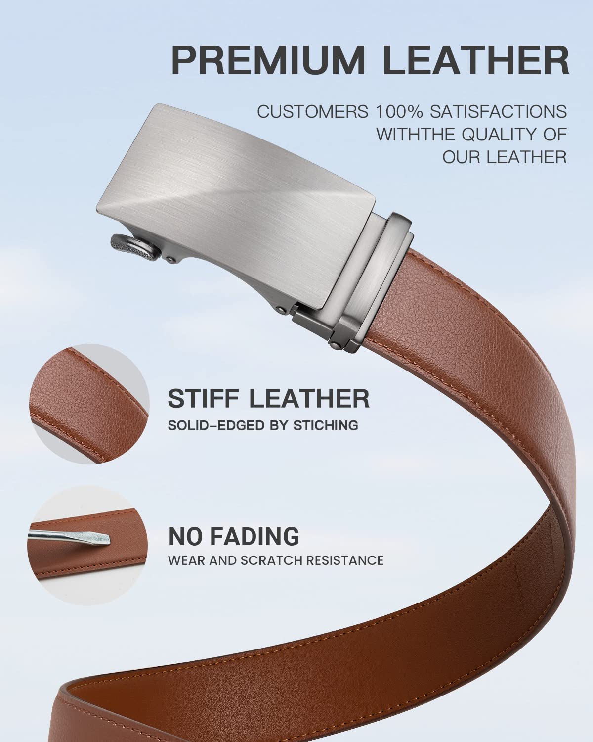 Premium Men's Ratchet Dress Belt - 1 3/8