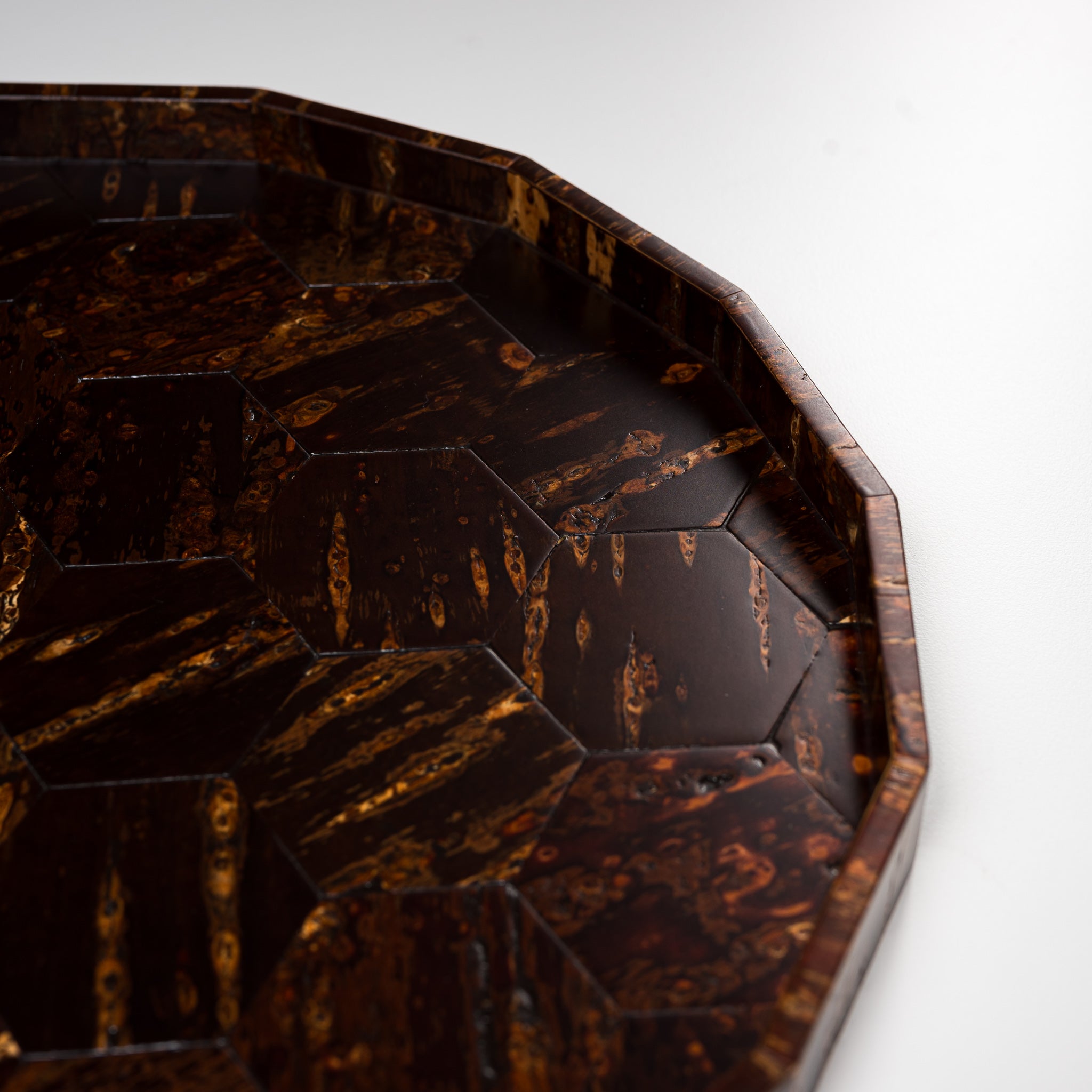 Premium 16-Sided Cherry Bark Tray by Tomioka - Handcrafted Kikko Pattern Wooden Serving Tray for Tea Ceremony, Sushi Presentation & Home Decor
