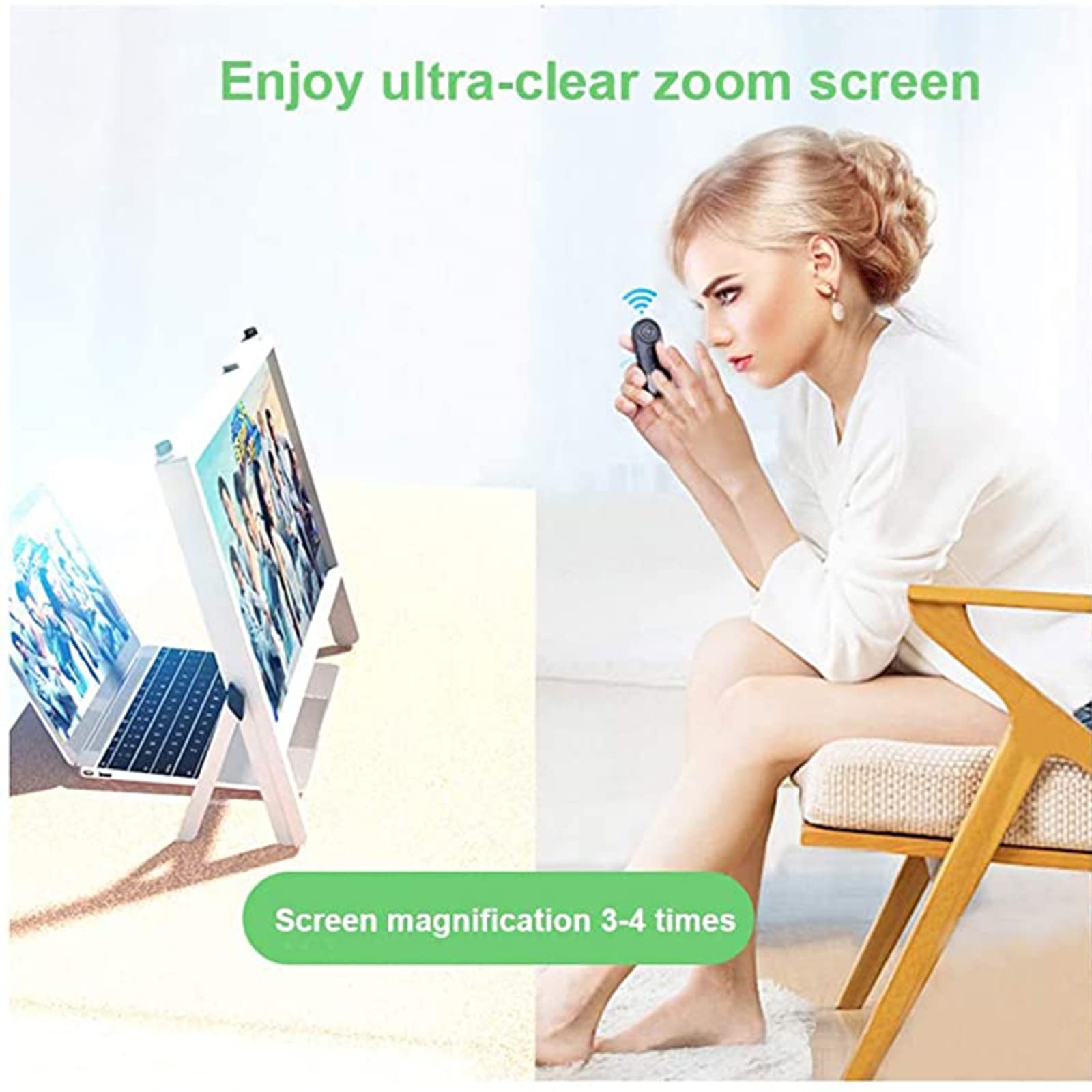 21 Inch Ultra-Clear Laptop Screen Magnifier - Desktop Height Adjustable Screen Expansion Bracket for Movies, Videos & Gaming (White) | Perfect for Home Office, Entertainment & Productivity Enhancement